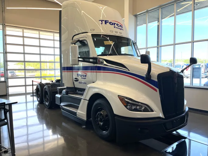 White Kenworth on dealer floor