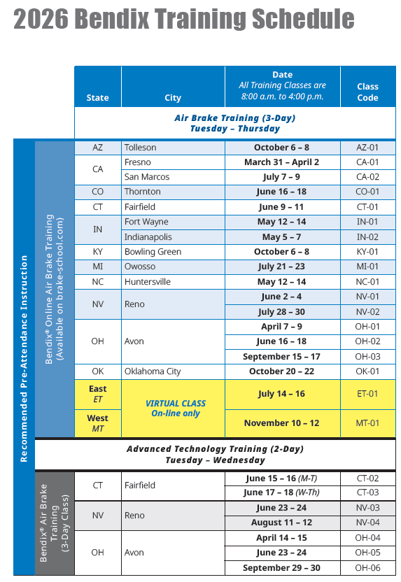 2026 Bendix Brake Training School