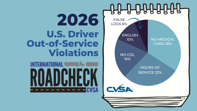 pie chart showing out-of-service CVSA Roadcheck violations for drivers