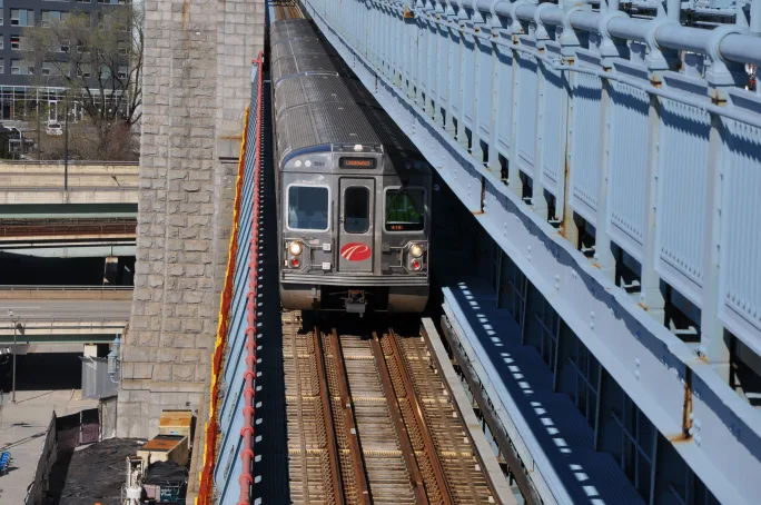 A PATCO train on the tracks