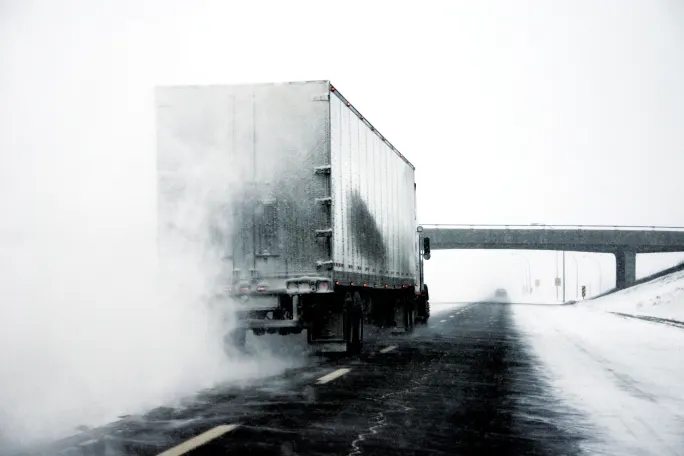 Blizzard driving conditions.