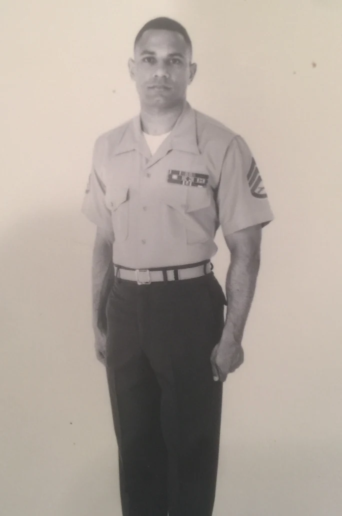 A black and white military portrait of a man in formal dress.