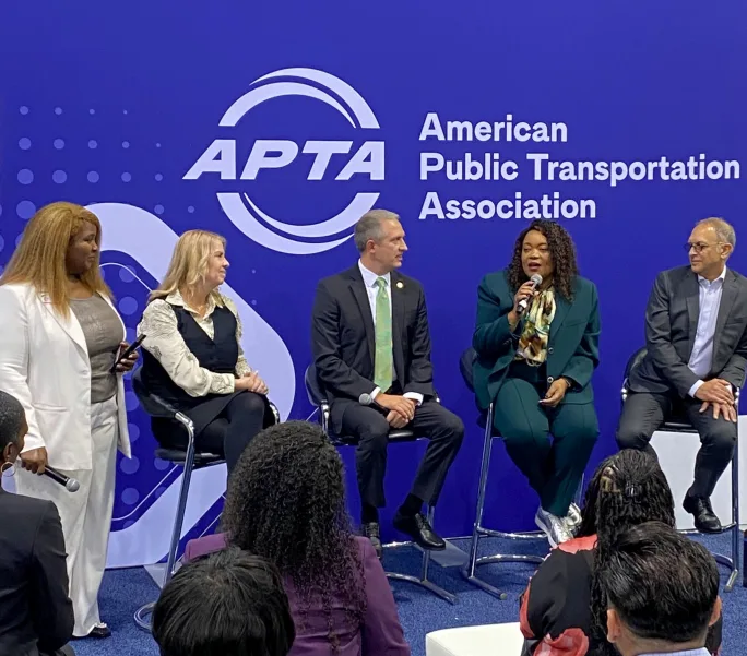 Inez Evans Benson speaking at an APTA conference