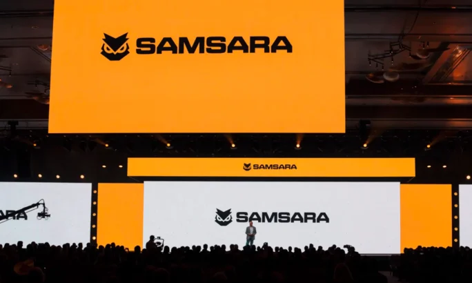Samsara's rebranding stage presentation.