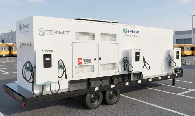 A-Z Bus Sales, Inc. modified e-Boost Mobile 175 with 3 InCharge DCFC chargers (6 ports).