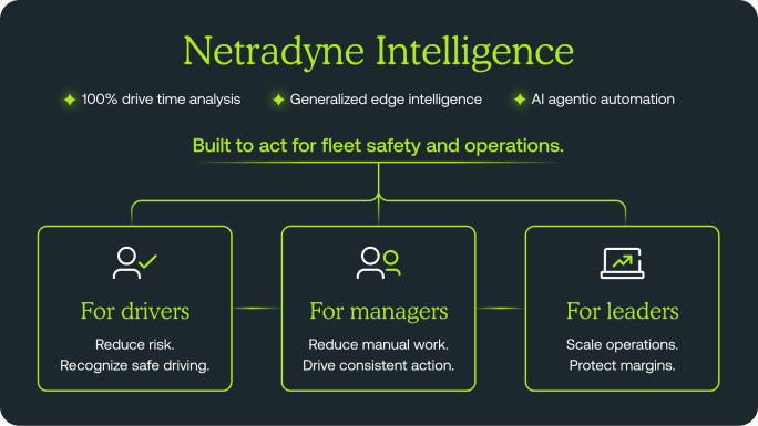 Graphic diagram summarizing Netradyne Intelligence features