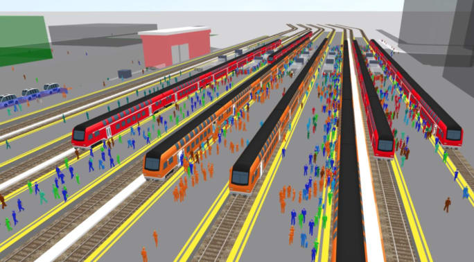 PTV passenger rail station simulation.