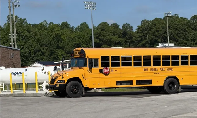 An image of a propane bus from a North Carolina public school.