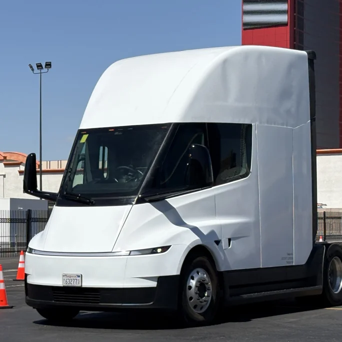 White tesla Semi truck