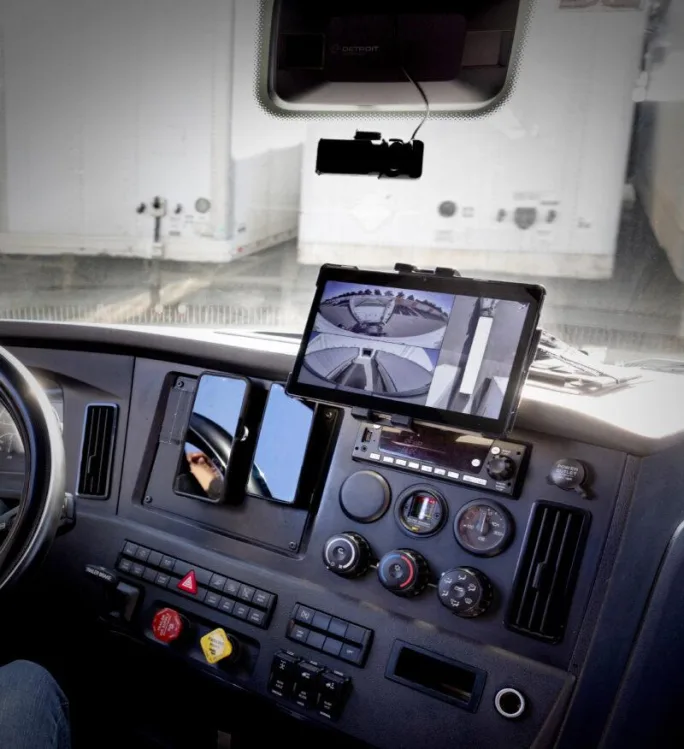 Photo of screen on truck dashboard
