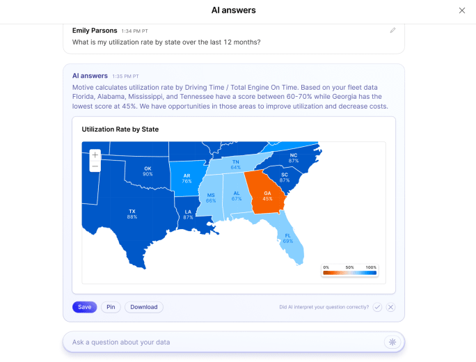 Example map showing AI Answers