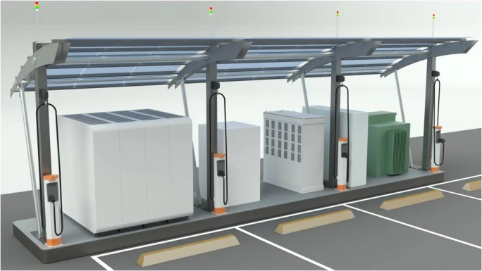 Modular charging facility for electric trucks