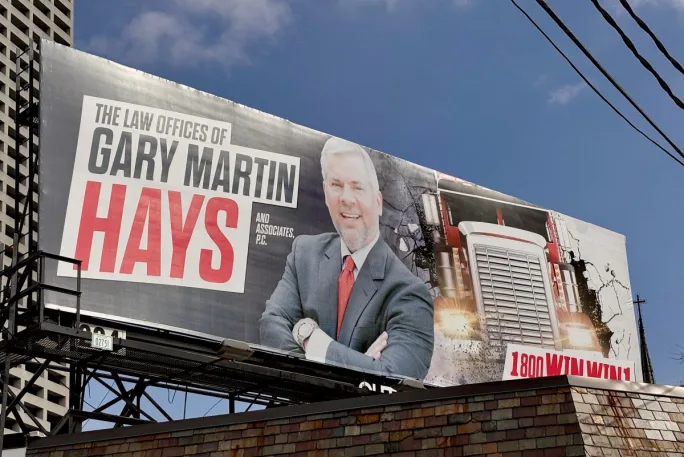 Billboard advertising truck crash attorney