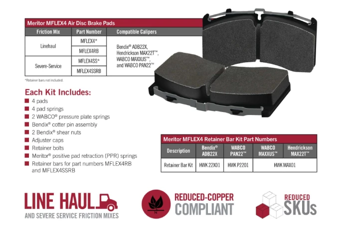 Cummins MFlex4 heavy-duty brake pad.