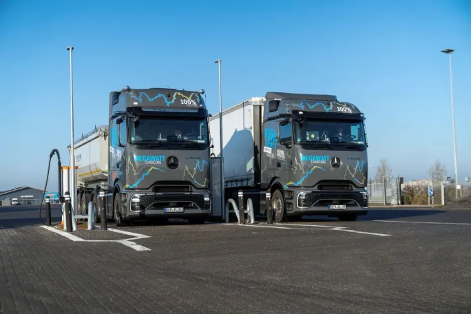 Mercedes-Benz eActros trucks.