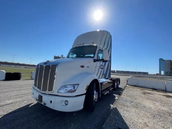 Peterbilt electric truck at the Texas Motor Speedway.