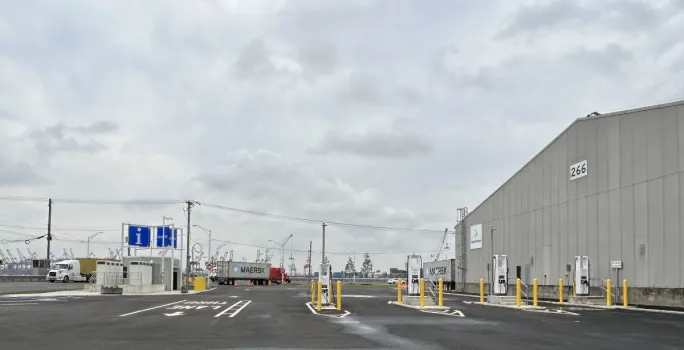 Port of Newark EV truck charging station. 