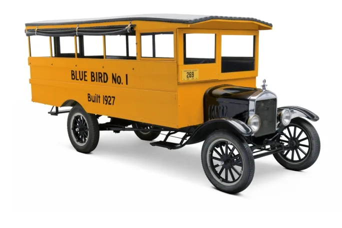 the very first blue bird school bus