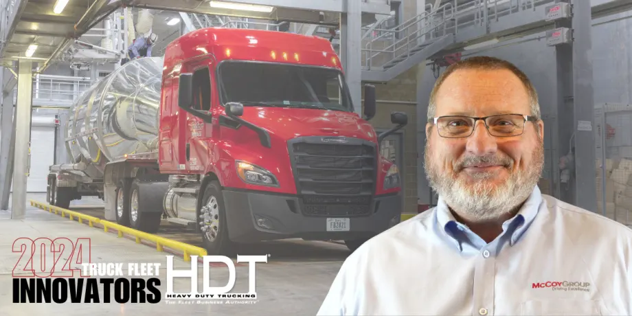 HDT Truck Fleet Innovator Kyle Neumann with Foodliner truck in background