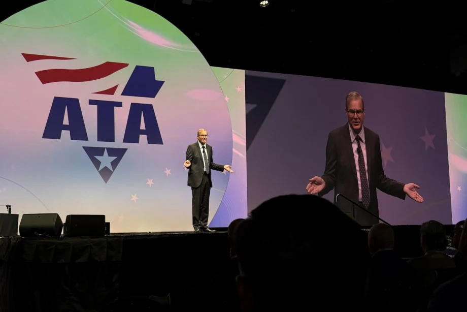 Photo of ATA's Chris Spear on stage speaking