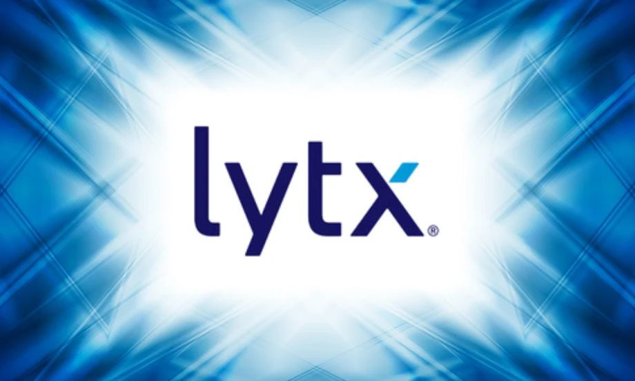 Lytx logo centered on a blue geometric background representing the company’s new AI-powered fleet safety coaching tool.