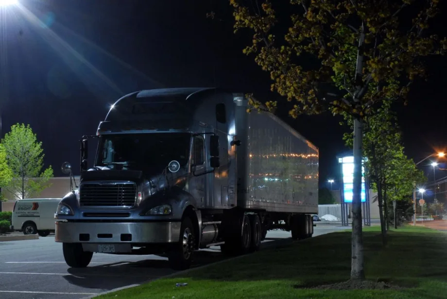 Truck parked at night