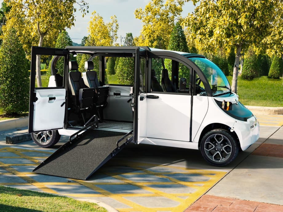 A Waev Gem vehicle with a ramp deployed.