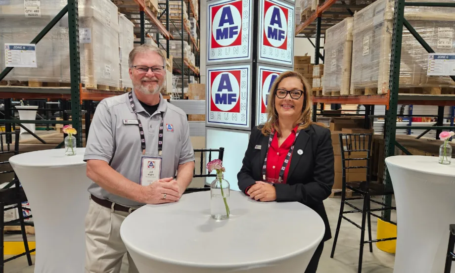 AMF Bruns national account managers Maritza Valentin and Jeff Algire at open house event