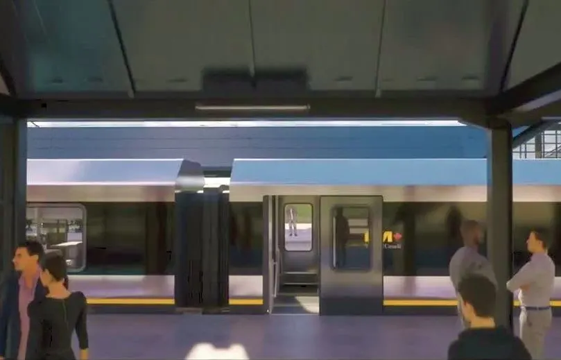 Rendering of an Alstom train in a VIA Rail Station