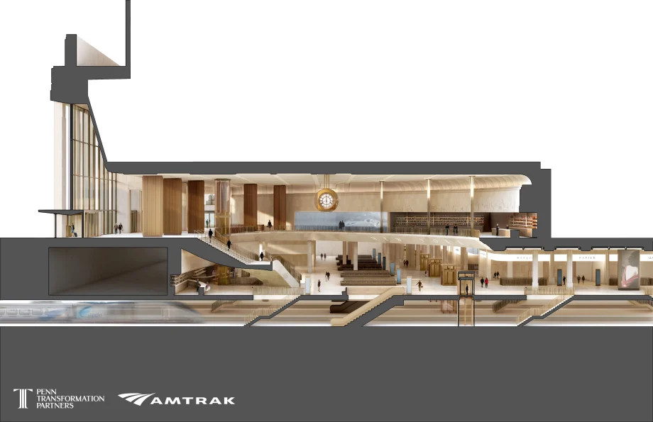 A rendering of the Amtrak New York Penn Station renovation