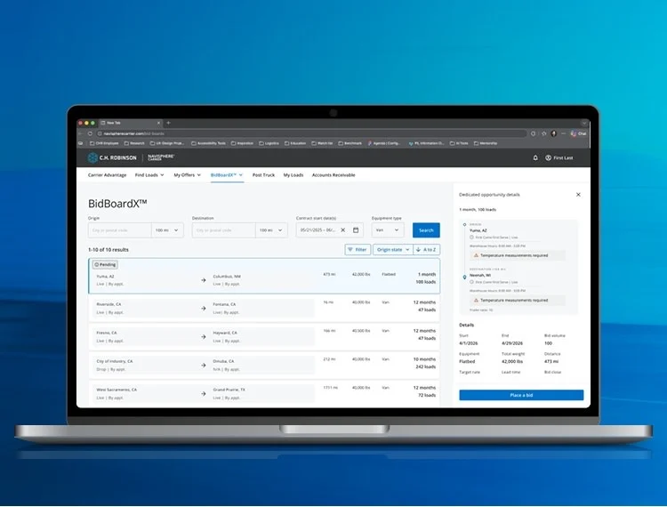 Image of computer screen with BidBoardX interface