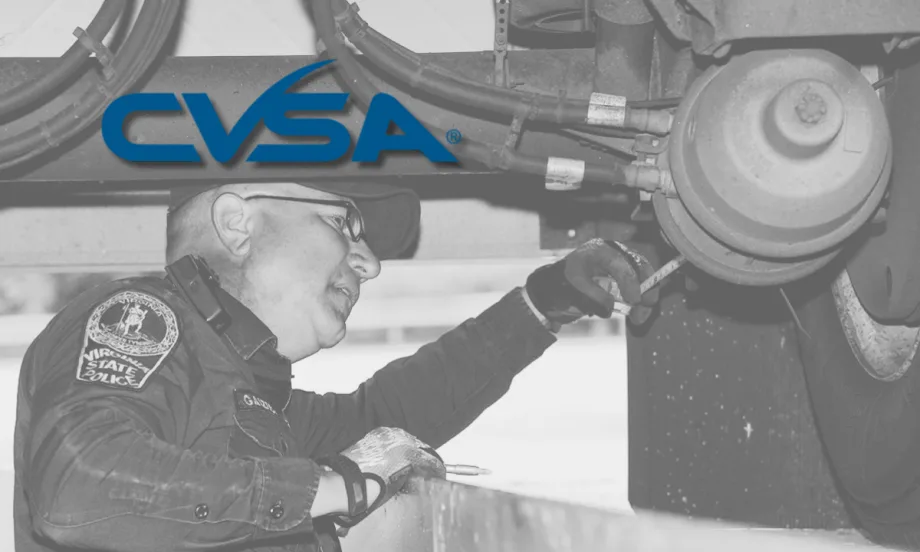 CVSA inspector photo in background with CVSA logo superimposed on top