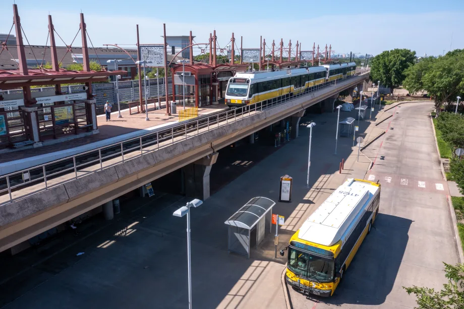 DART light rail and transit bus.