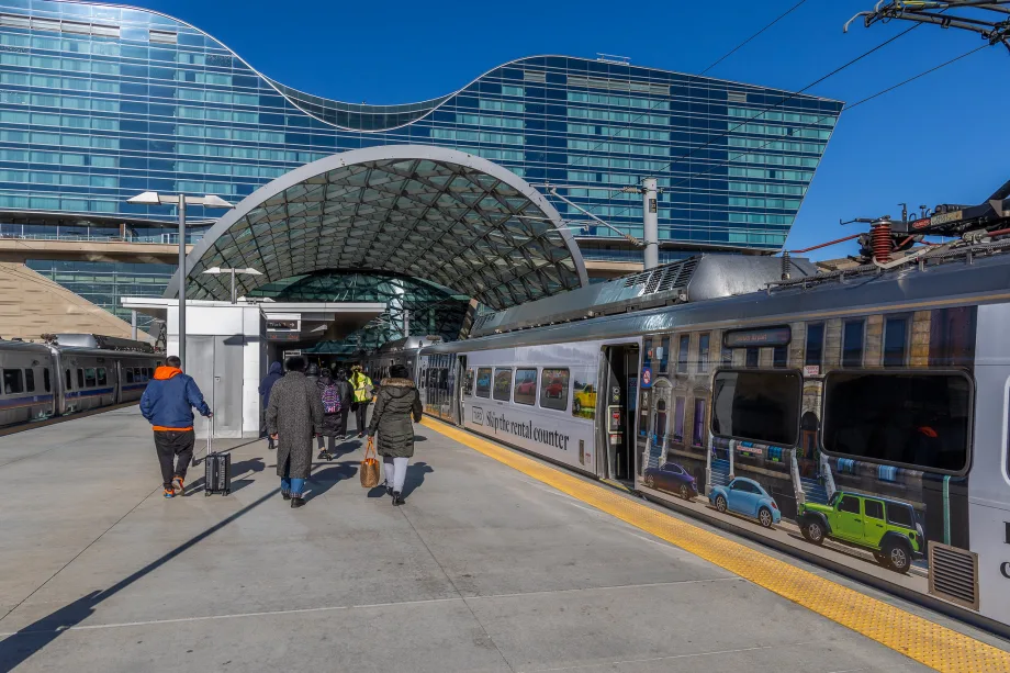 Denver RTD's A Line with passengers