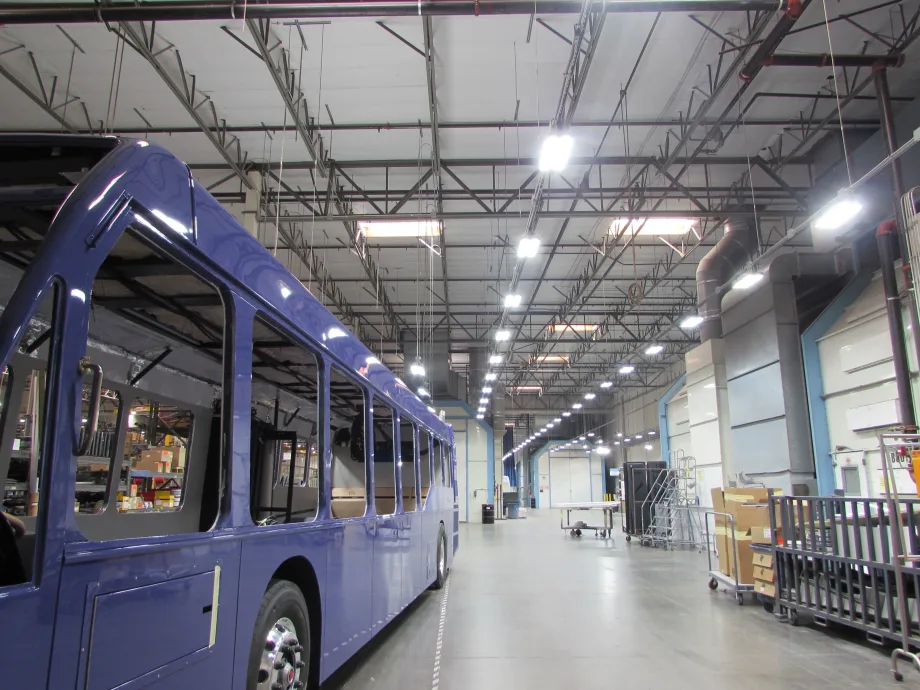 An ENC bus being manufactured in its facility.