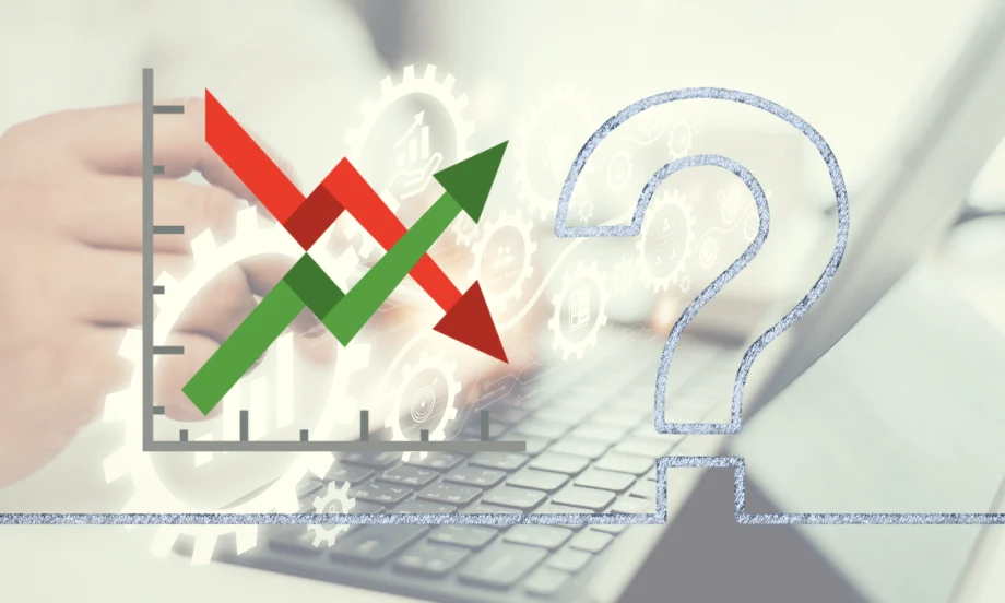 Illustration with question mark and graph illustrating uncertainty