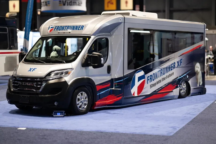The Frontrunner XF on the APTA Expo show floor in 2026.