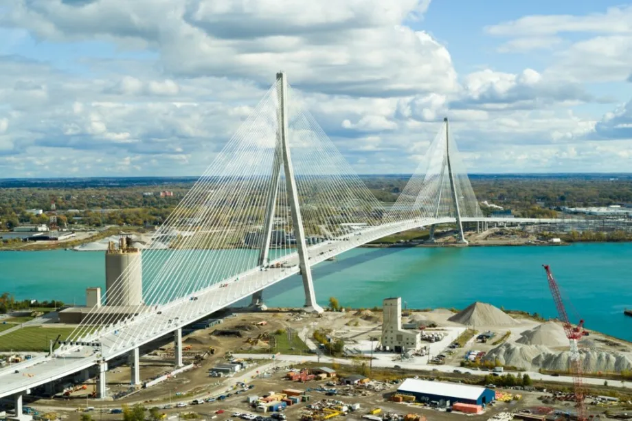 Photo of cable bridge crossing Detroit River