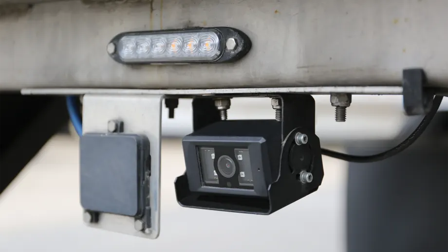 Rear view camera on back of a semi trailer