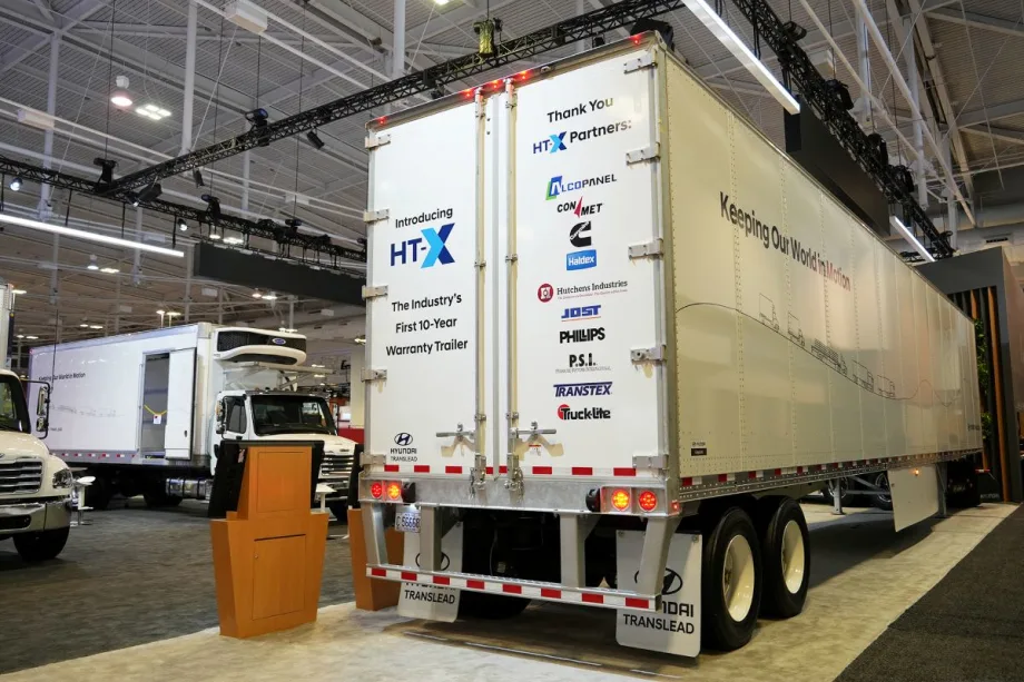 White semi trailer at TMC booth display