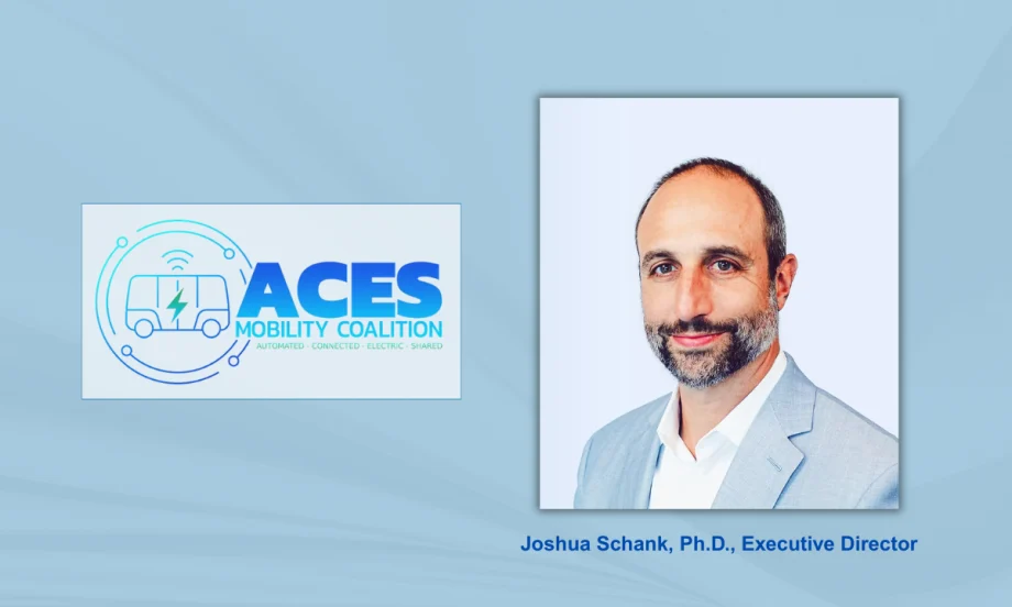 Portrait of Joshua Schank, Ph.D., alongside the ACES Mobility Coalition logo.