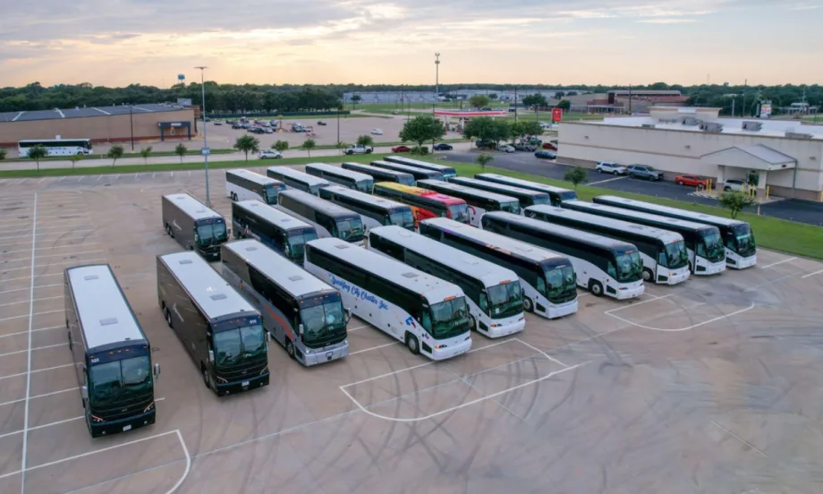 CharterUp fleet vehicles used for Hurricane Beryl disaster response.