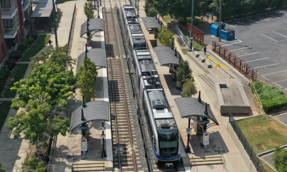 An aerial view of the CATS light rail.
