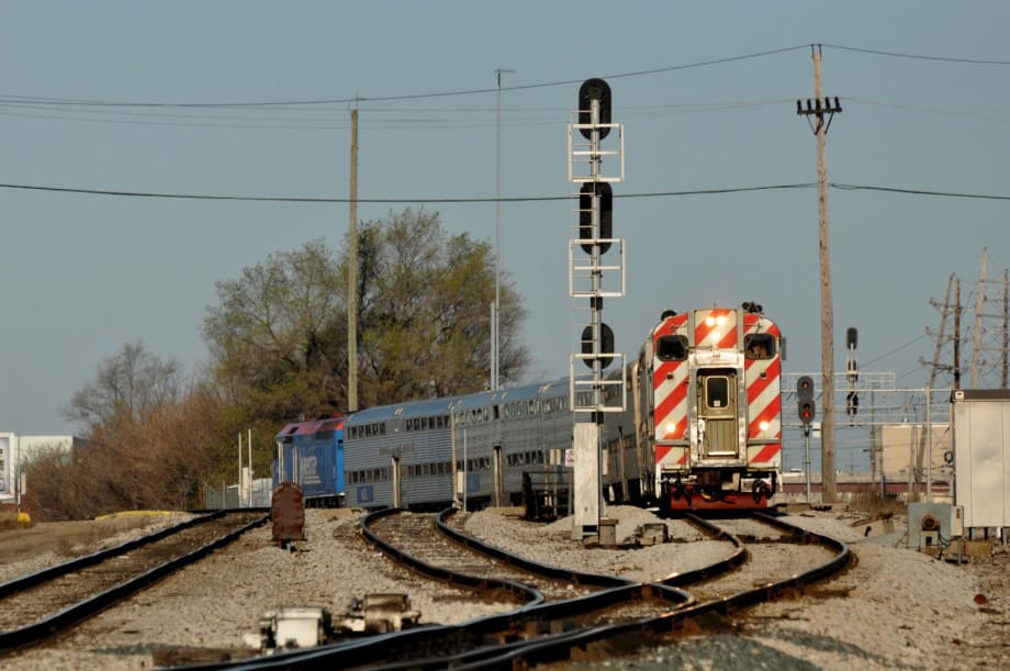 Chicago Metra train on tracks