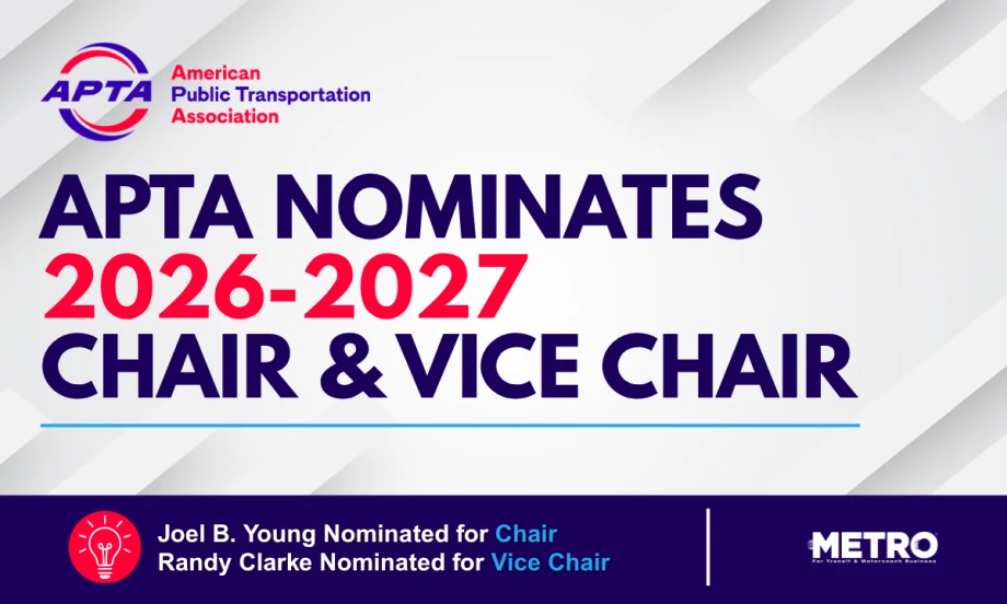 A red, white, and blue graphic with the APTA logo and text reading "APTA Nominates 2026-2027 Chair & Vice Chair."