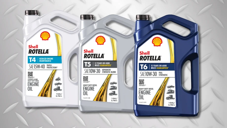 photos of three Shell heavy-duty engine oil bottles