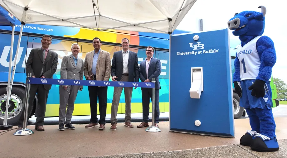 A photo of UB's battery-electric bus event