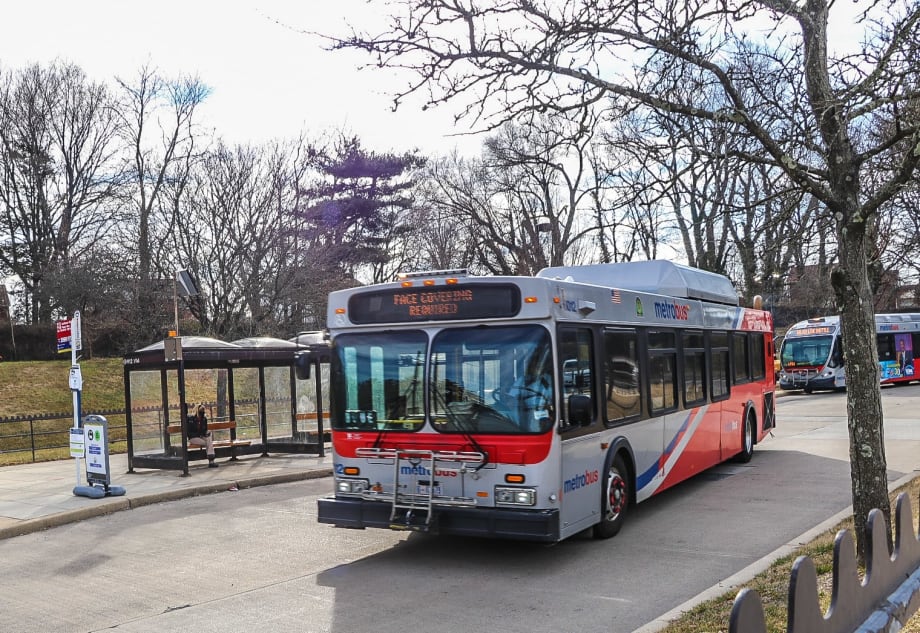 A WMATA bus at a transit center