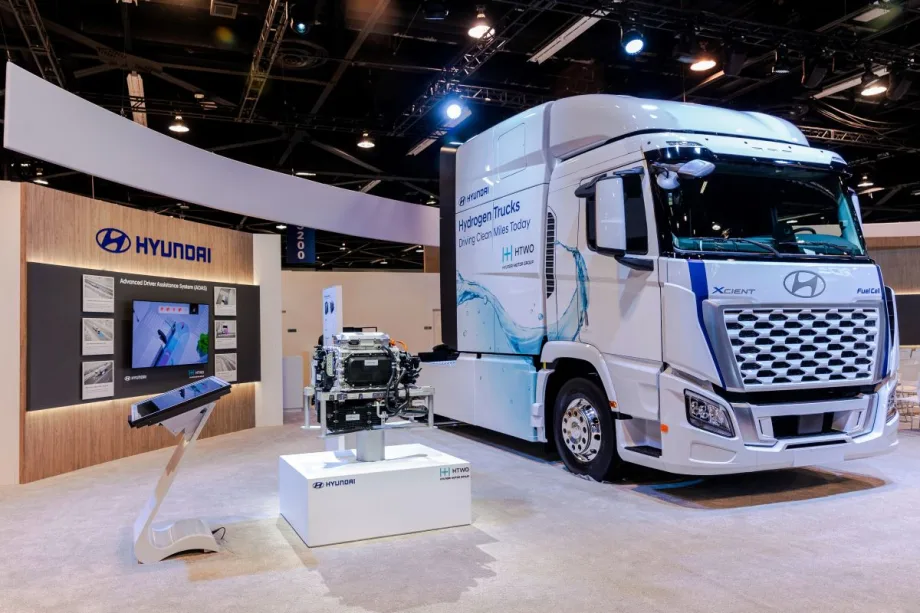 Hyundai Xcient truck at ACT Expo 2025.