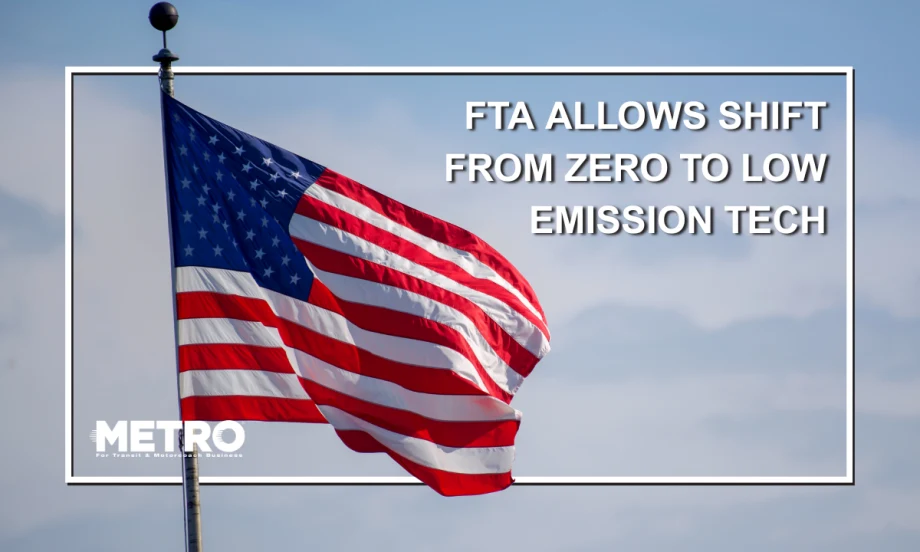 American flag with text.